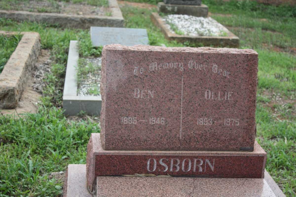 OSBORN Ben 1885-1946 &amp; Ollie 1893-1975