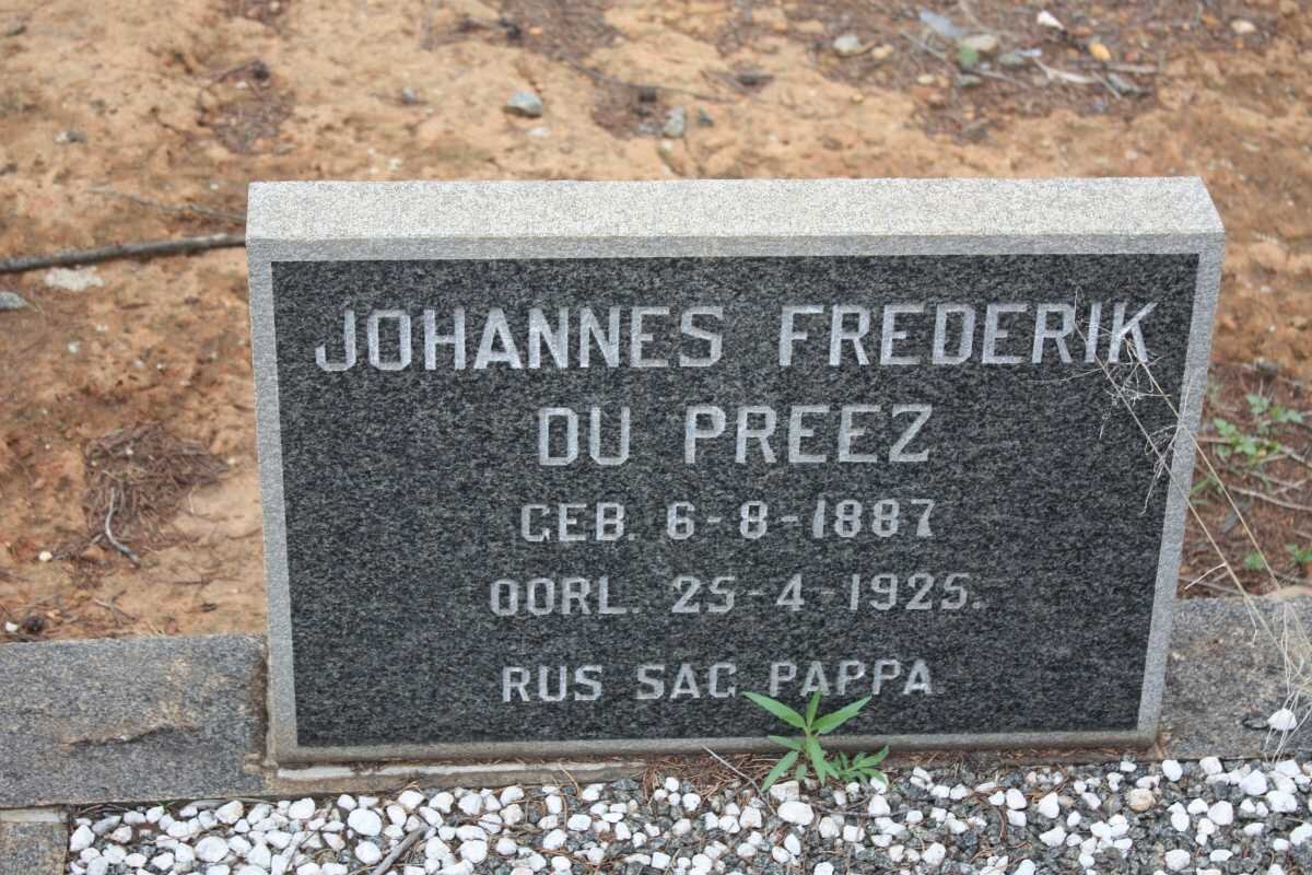 PREEZ Johannes Frederik, du 1887-1925