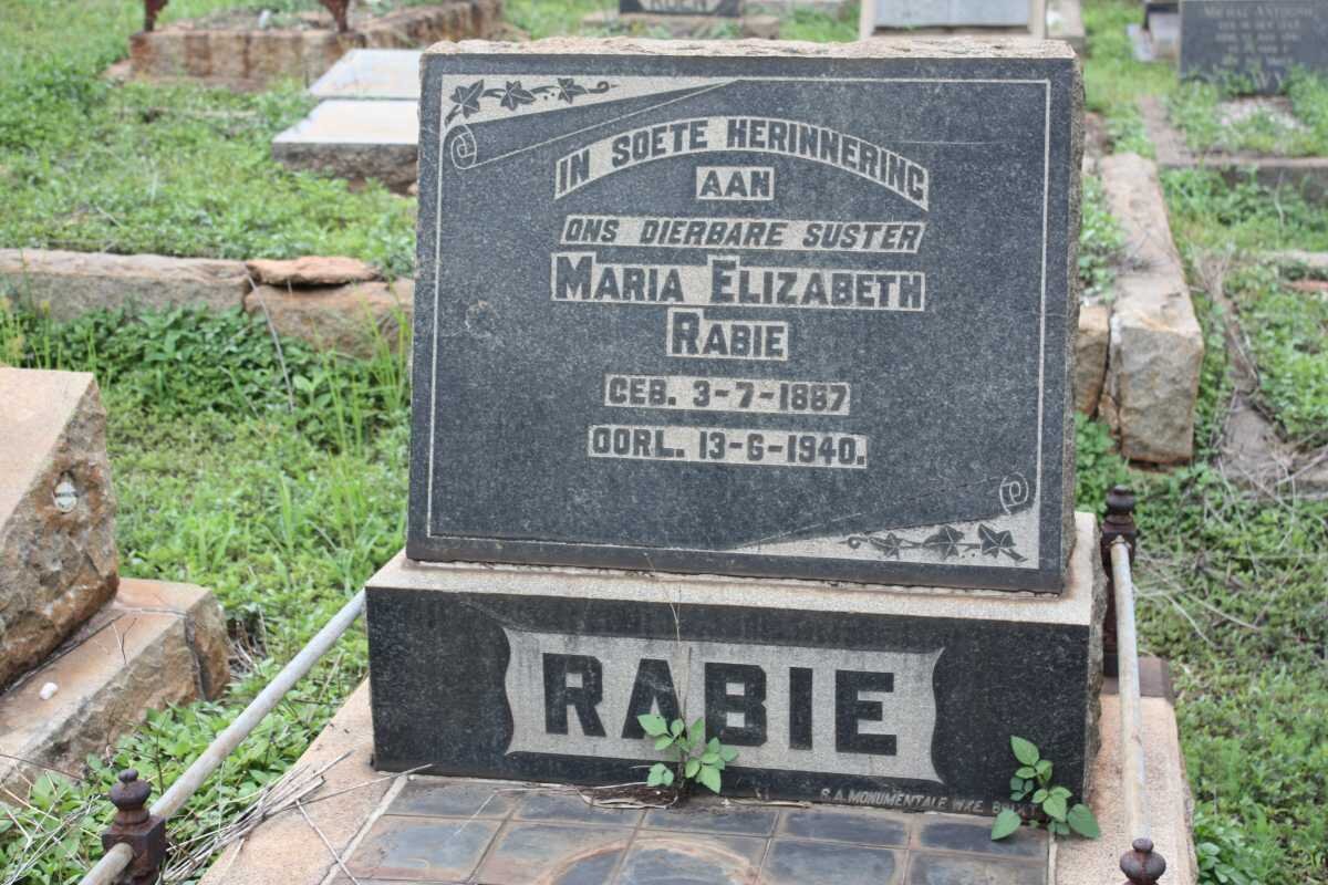 RABIE Maria Elizabeth 1887-1940