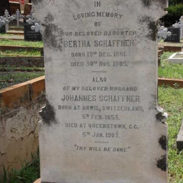 SCHAFFNER Johannes 1853-1907 :: SCHAFFNER Bertha 1881-1905