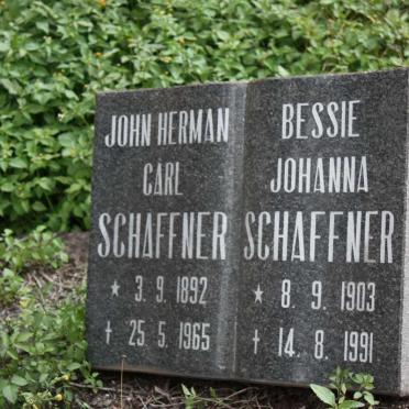 SCHAFFNER John Herman Carl 1892-1965 &amp; Bessie Johanna 1903-1991