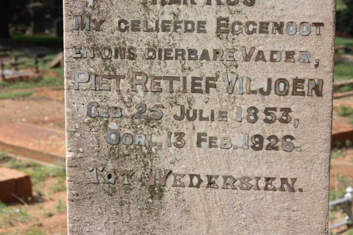 VILJOEN Piet Retief 1853-1926 &amp; Susanna Adriana PRETORIUS 1859-1932 :: VILJOEN Piet Retief 1886-1941