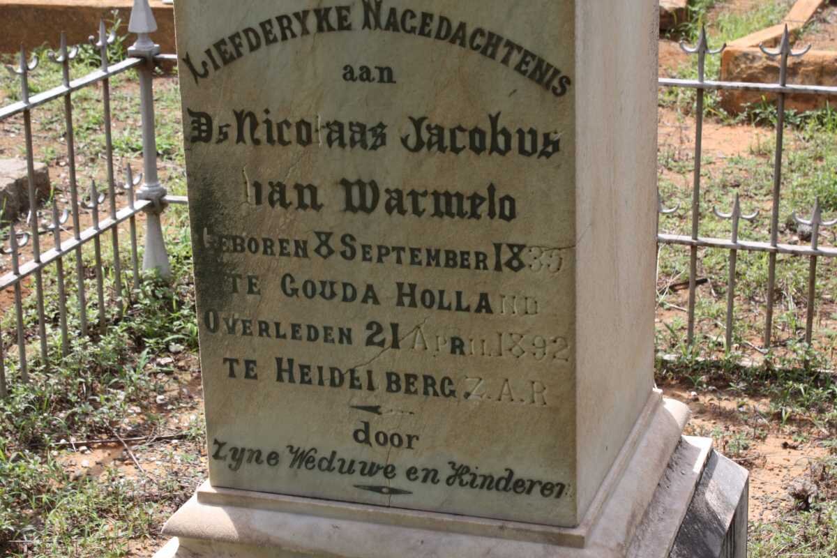 WARMELO Nicolaas Jacobus, van 1835-1892