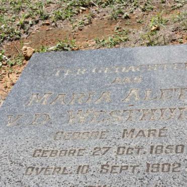 WESTHUIZEN Pieter Daniel, v.d. 1844-1914 &amp; Maria Aletta MARE 1850-1902 