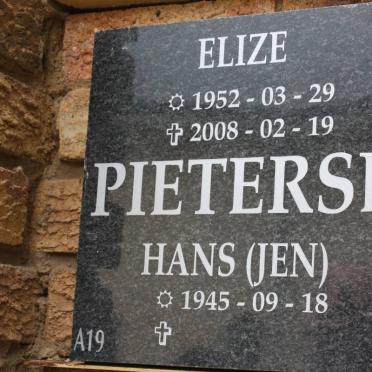 PIETERSE Hans 1945- &amp; Elize 1952-2008