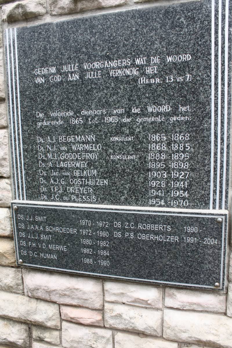 3. Leraars gedien in Kerk: 1865-1965