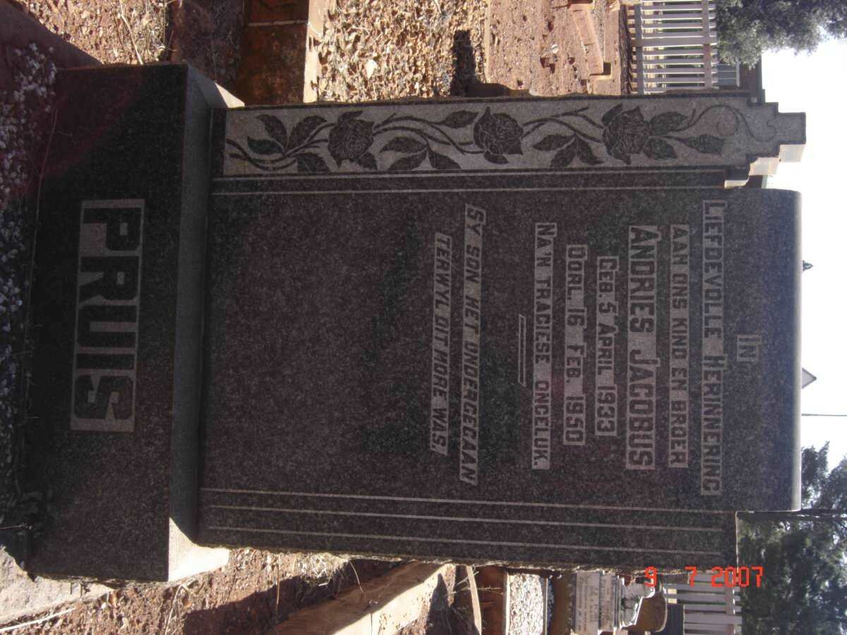 PRUIS Andries Jacobus 1933-1950