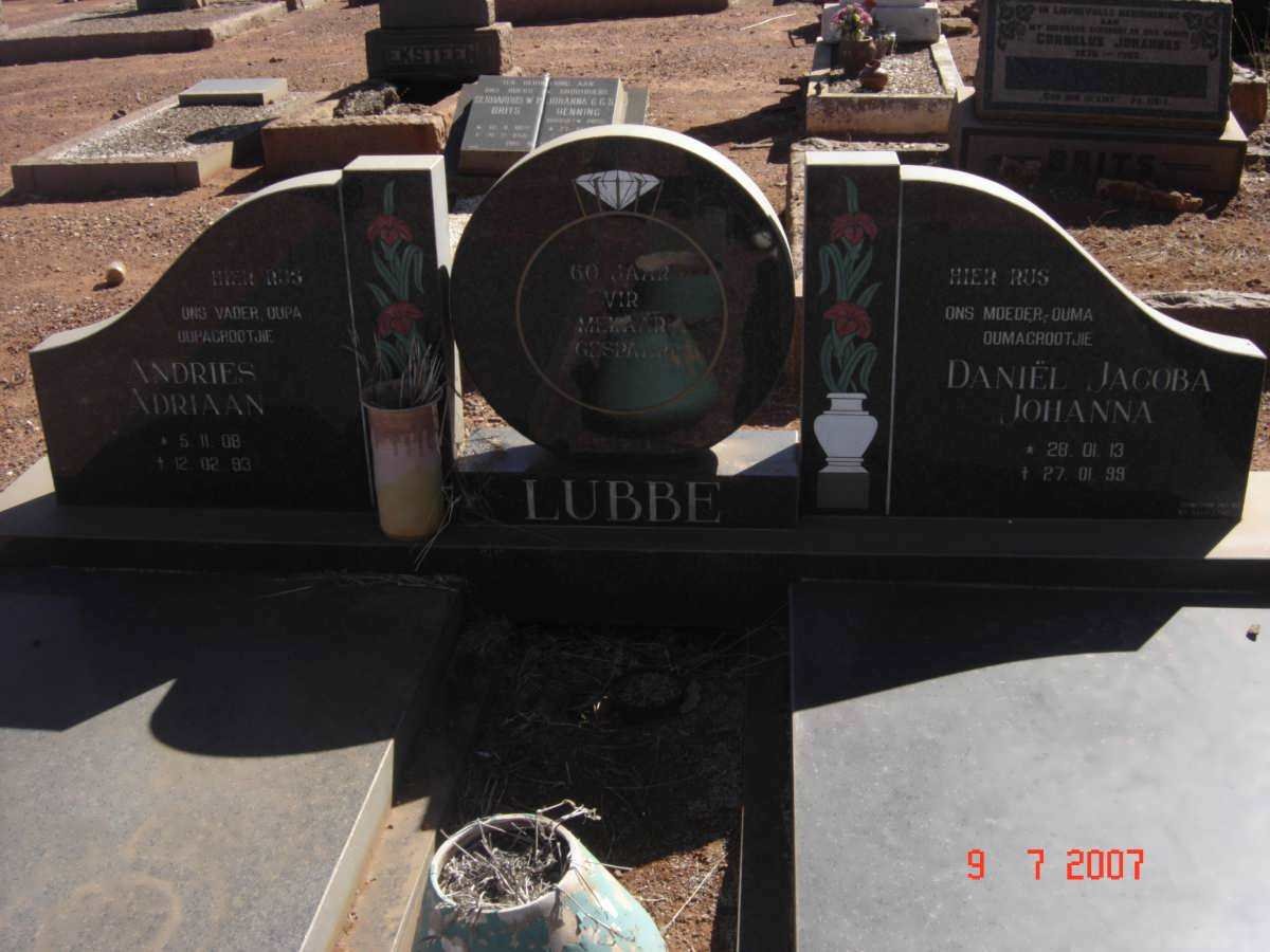 LUBBE Andries Adriaan 1908-1993 &amp; Daniel Jacoba Johanna 1913-1999