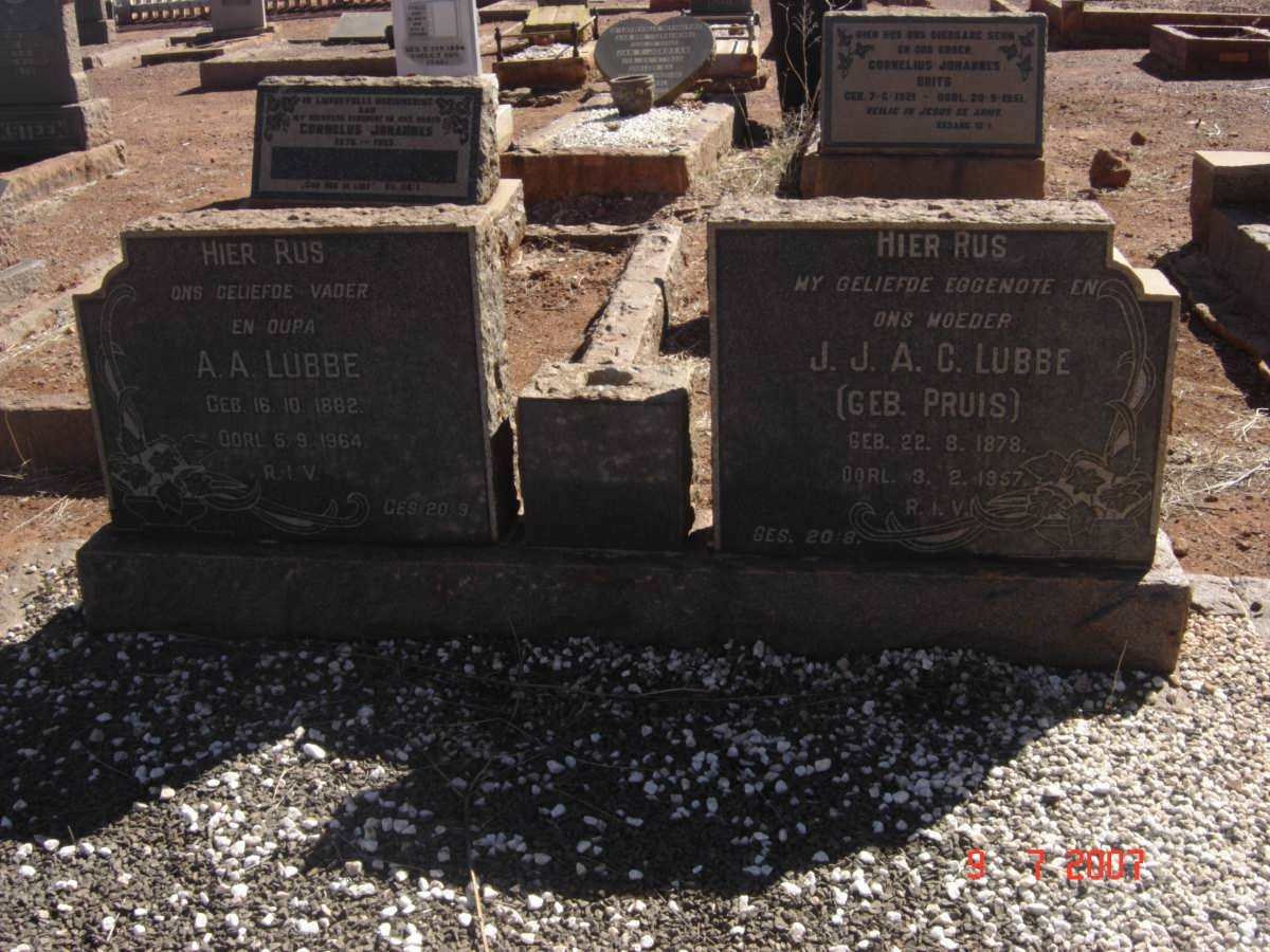 LUBBE A.A. 1882-1964 &amp; J.J.A.C. PRUIS 1878-1957