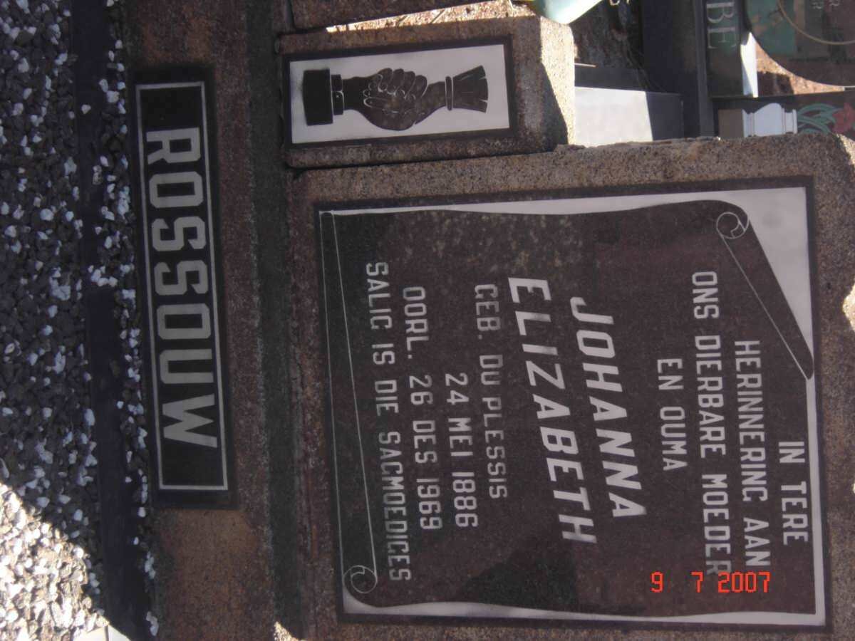 ROSSOUW Johanna Elizabeth nee DU PLESSIS 1886-1969