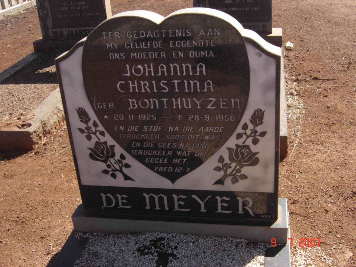 MEYER Johanna Christina, de nee BONTHUYZEN 1925-1956