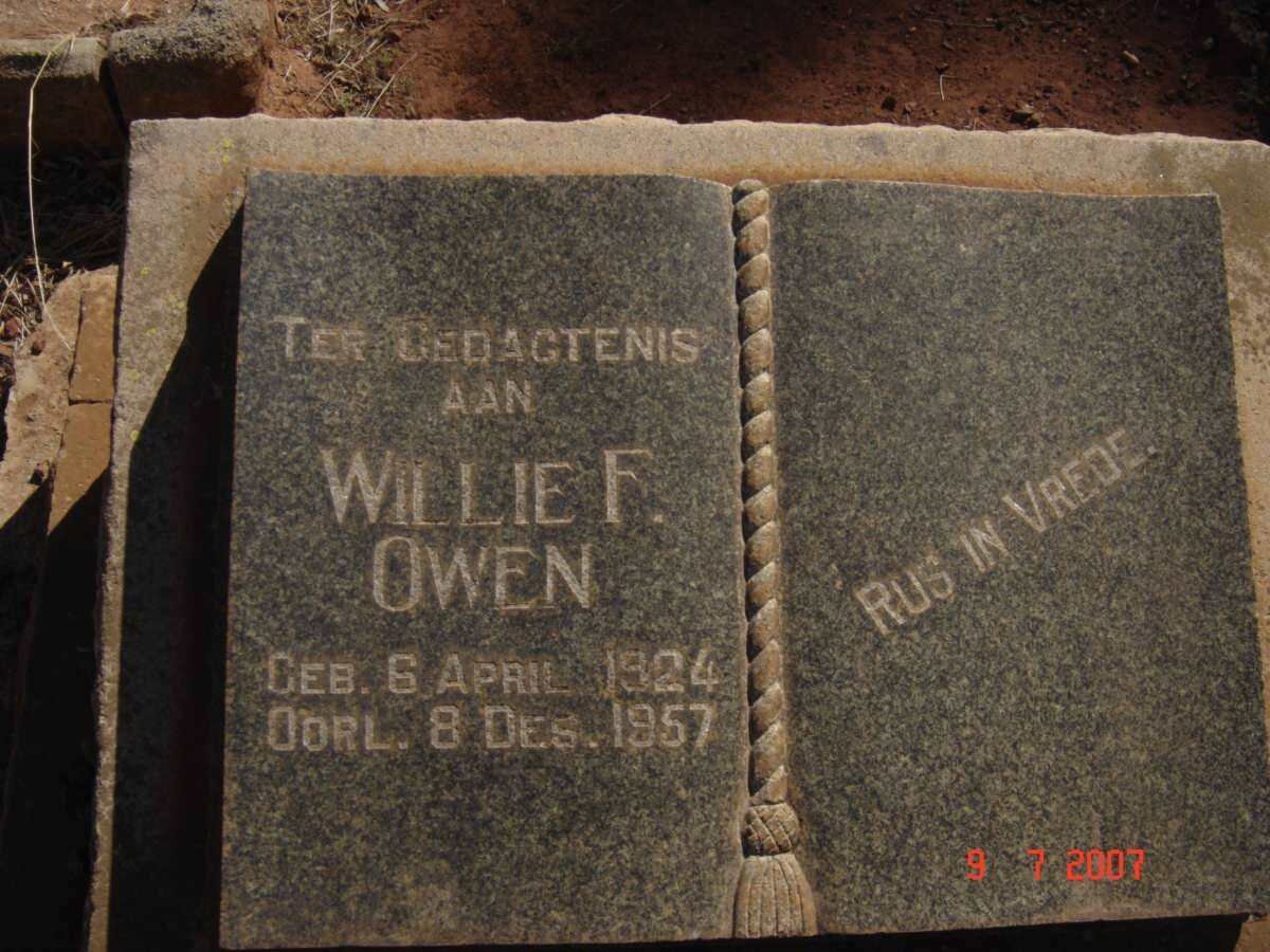 OWEN Willie F. 1924-1957