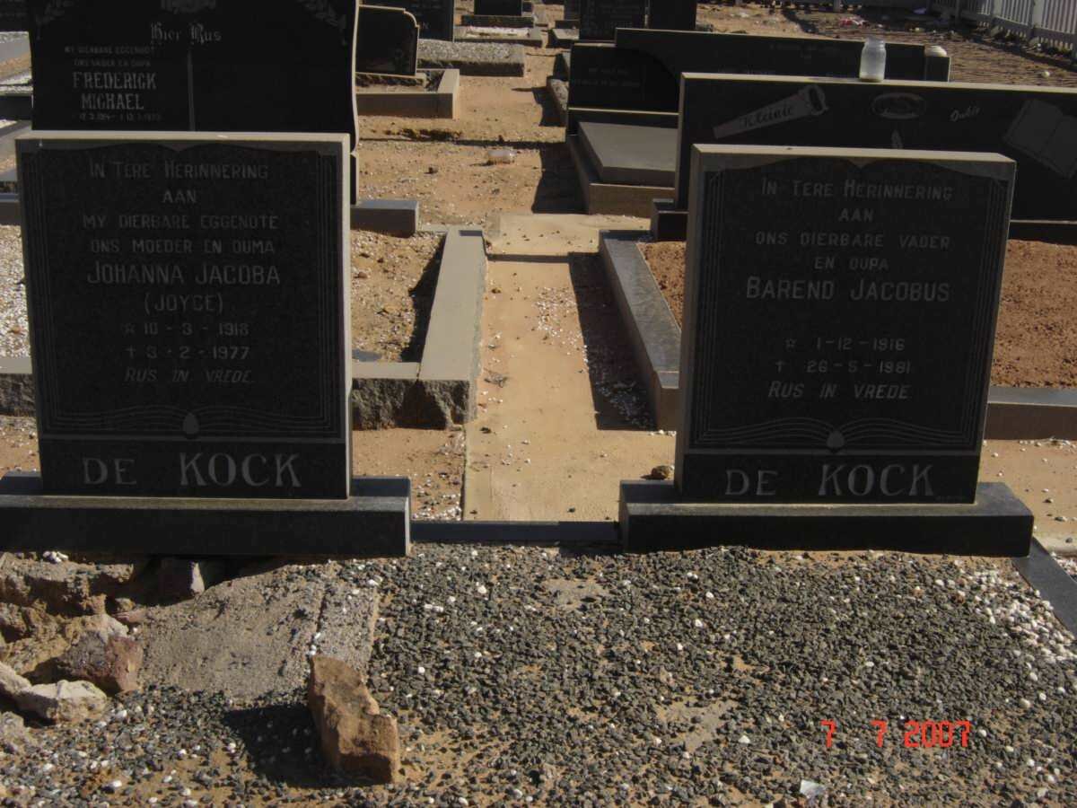 KOCK Barend Jacobus, de 1916-1981 &amp; Johanna Jacoba 1918-1977