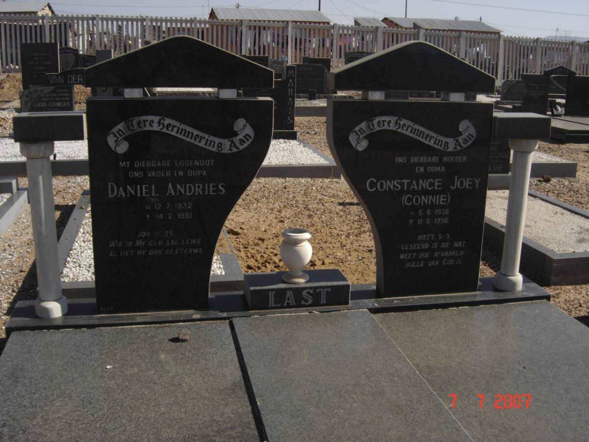 LAST Daniel Andries 1932-1981 &amp; Constance Joey 1936-1996