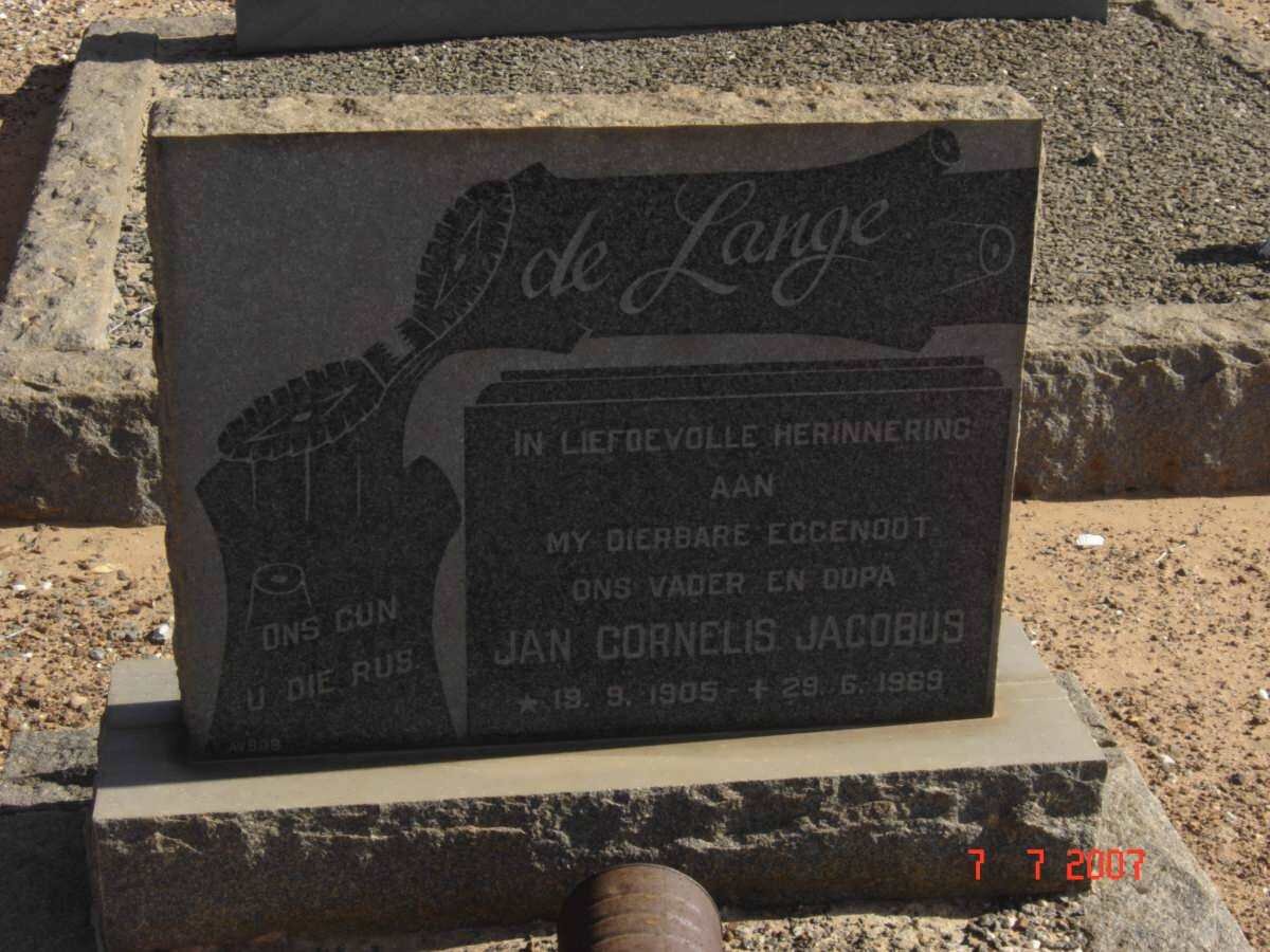 LANGE Jan Cornelis Jacobus, de 1905-1969