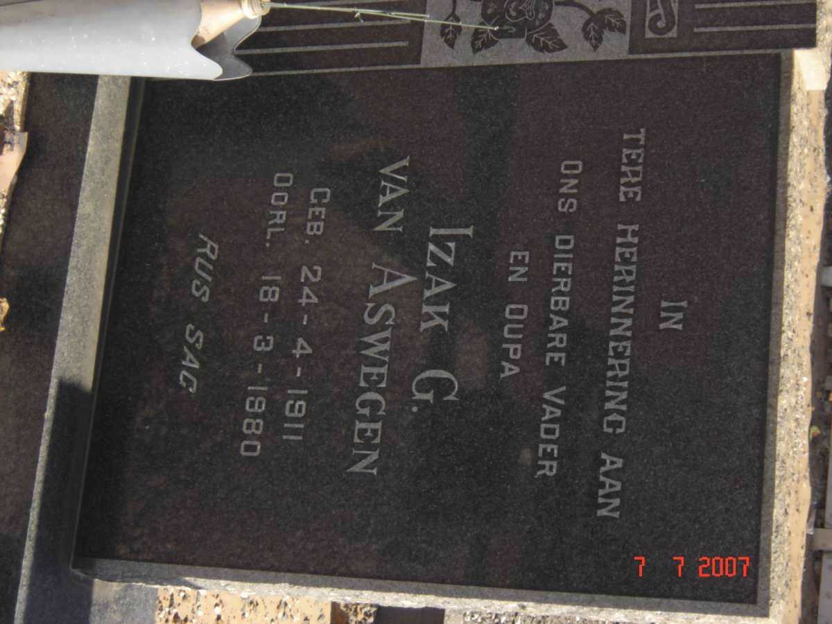 ASWEGEN Izak G., van 1911-1980