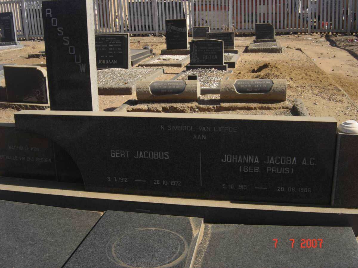 ROSSOUW Gert Jacobus 1912-1972 &amp; Johanna Jacoba A.C. PRUIS 1916-1988
