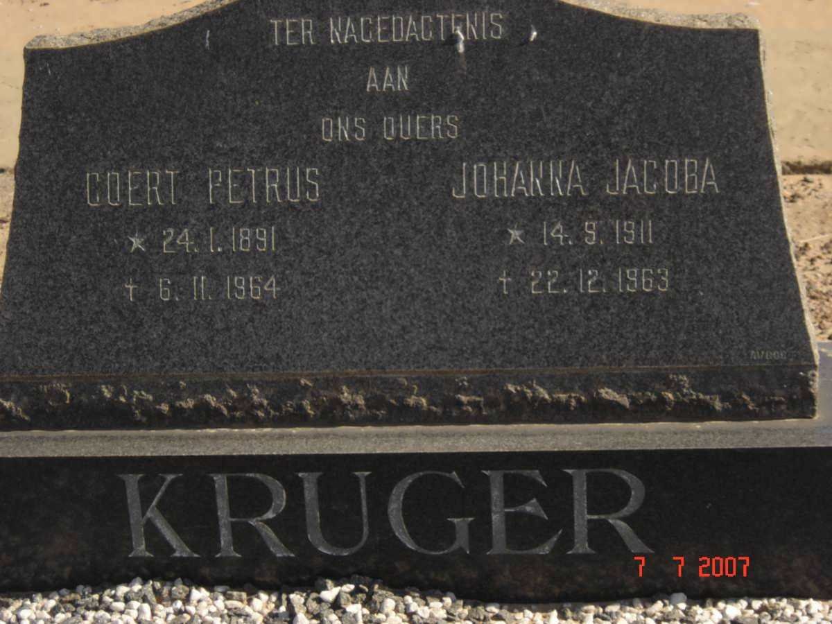 KRUGER Coert Petrus 1891-1964 &amp; Johanna Jacoba 1911-1963