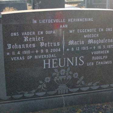 HEUNIS Renier Johannes Petrus 1910-2004 &amp; Maria Magdalena RUDOLPH nee ERASMUS 1915-1975 