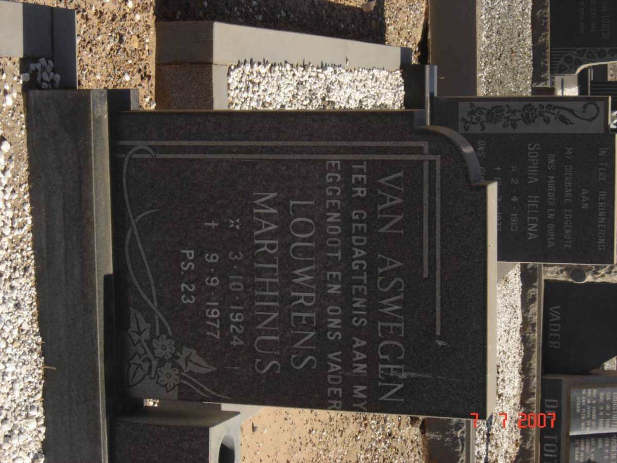 ASWEGEN Louwrens Marthinus, van 1924-1977