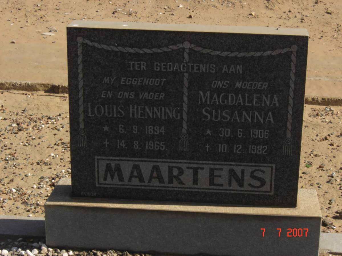 MAARTENS Louis Henning 1894-1965 &amp; Magdalena Susanna 1906-1982
