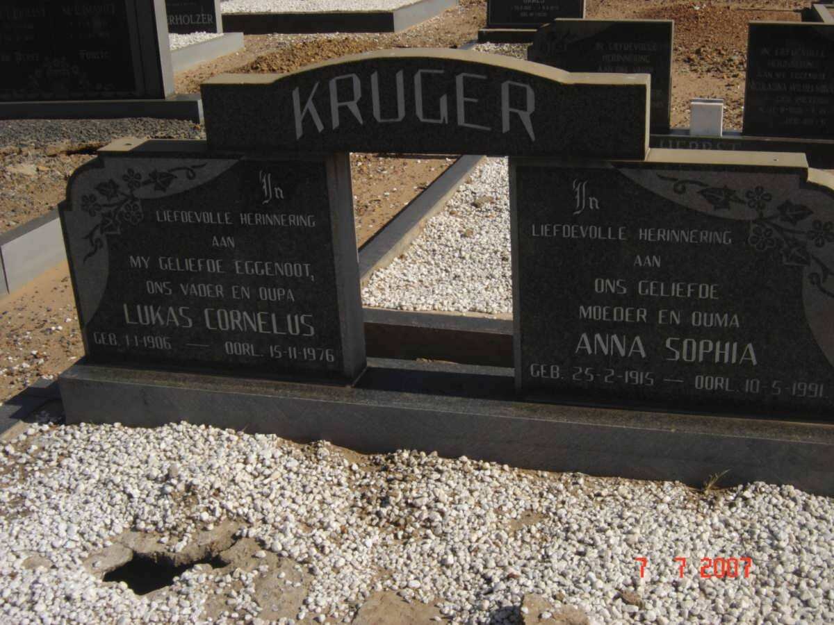 KRUGER Lukas Cornelus 1906-1976 &amp; Anna Sophia 1915-1991