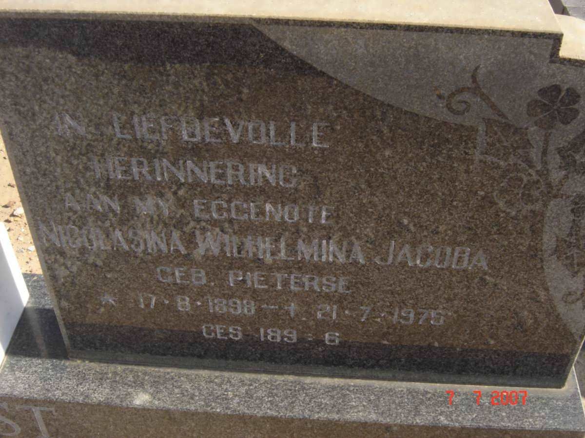 HERBST Nicolasina Wilhelmina Jacoba nee PIETERSE 1898-1975