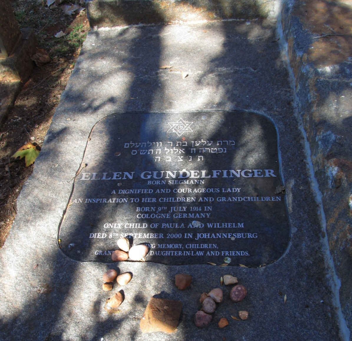 GUNDELFINGER Ellen nee SIEGMANN 1914-2000