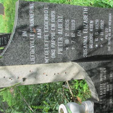 ? Pieter Albert 1925-1983 &amp; Susanna Elizabeth KOEN 1928-1992