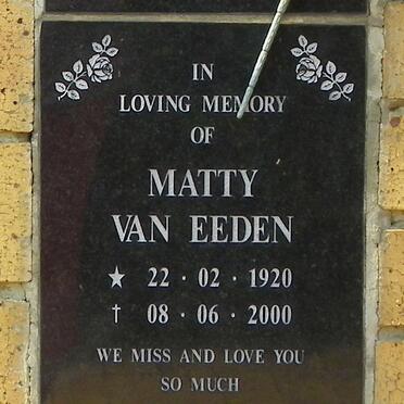 EEDEN Matty, van 1920-2000