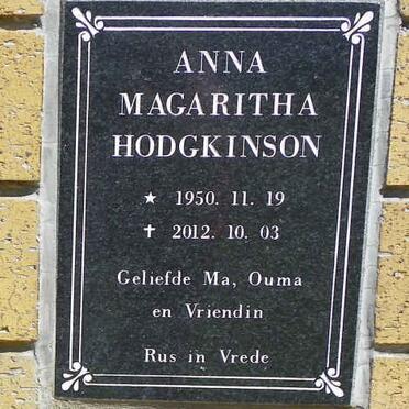 HODGKINSON Anna Magaritha 1950-2012