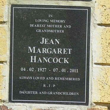 HANCOCK Jean Margaret 1927-2011