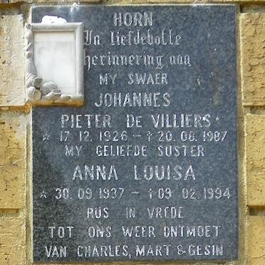 HORN Johannes Pieter De Villiers 1926-1987 &amp; Anna Louisa 1937-1994