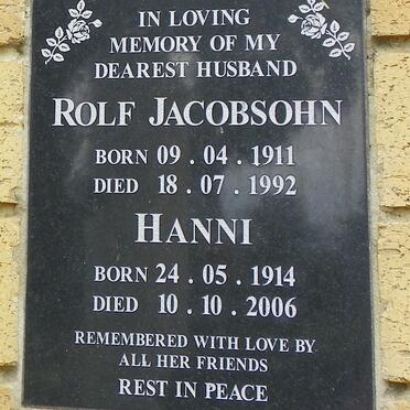 JACOBSOHN Rolf 1911-1992 &amp; Hanni 1914-2006