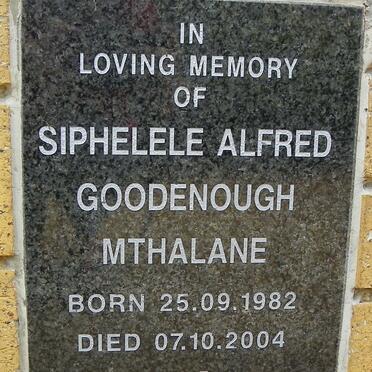 MTHALANE Siphelele Alfred Goodenough 1982-2004