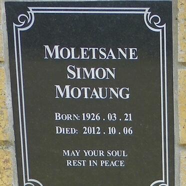 MOTAUNG Moletsane Simon 1926-2012