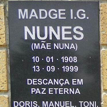 NUNES Madge I.G. 1908-1999