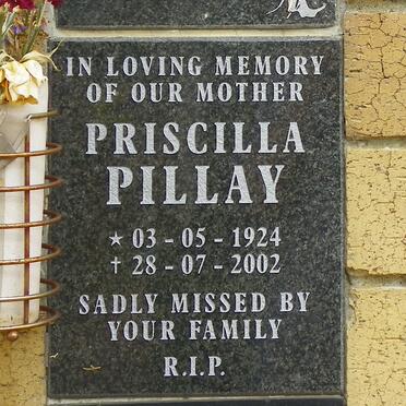 PILLAY Priscilla 1924-2002