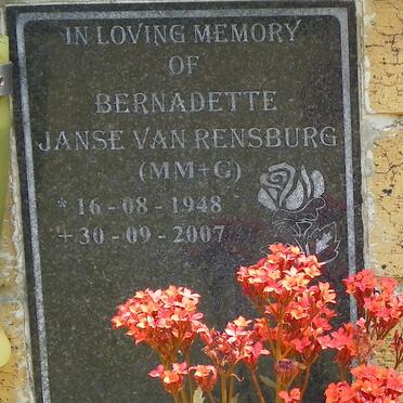 RENSBURG Bernadette, Janse van 1948-2007