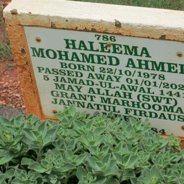 AHMED Haleema Mohamed 1978-2020