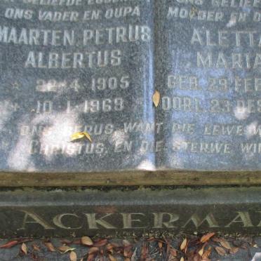ACKERMAN Maarten Petrus Albertus 1905-1969 &amp; Aletta Maria 1912-1976