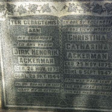 ACKERMAN Dirk Hendrik 1873-1944 &amp; Christina Catharina 1879-1947