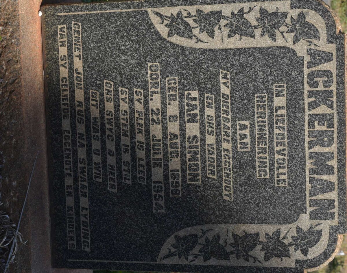 ACKERMAN Jan Simon 1898-1954