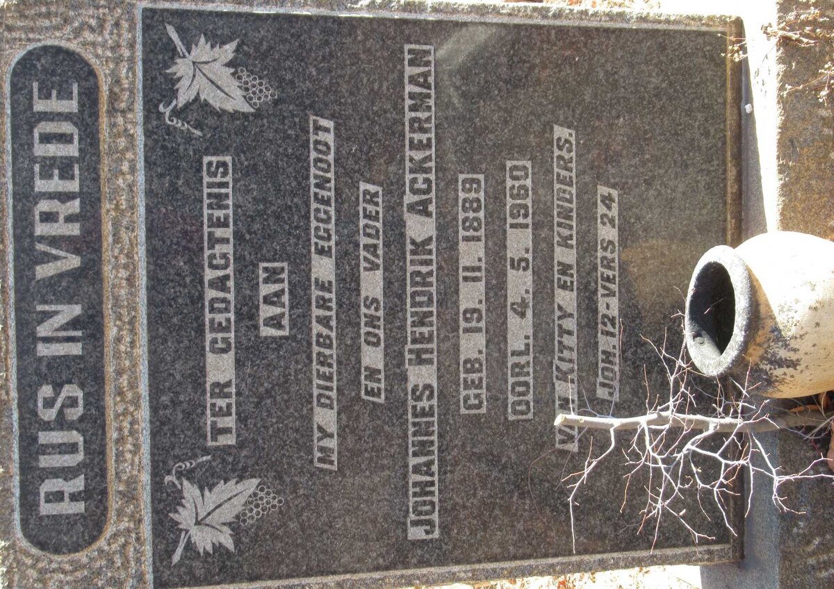 ACKERMAN Johannes Hendrik 1889-1960