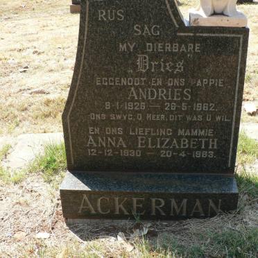 ACKERMAN Andries 1926-1962 &amp; Anna Elizabeth 1930-1963