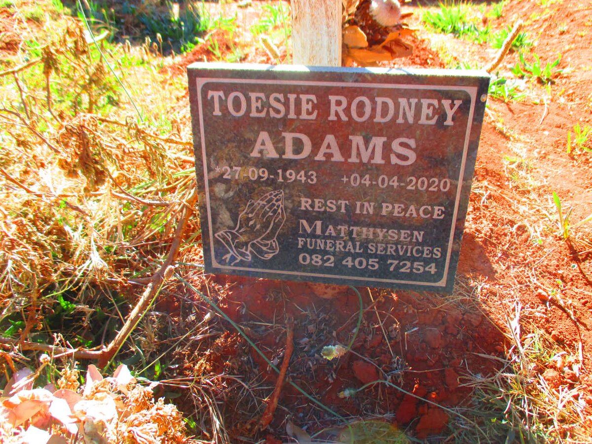 ADAMS Toesie Rodney 1943-2020