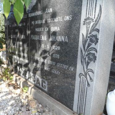 AGENBAG Johannes Hendrik 1909-1980 &amp; Magdalena Johanna 1920-1978
