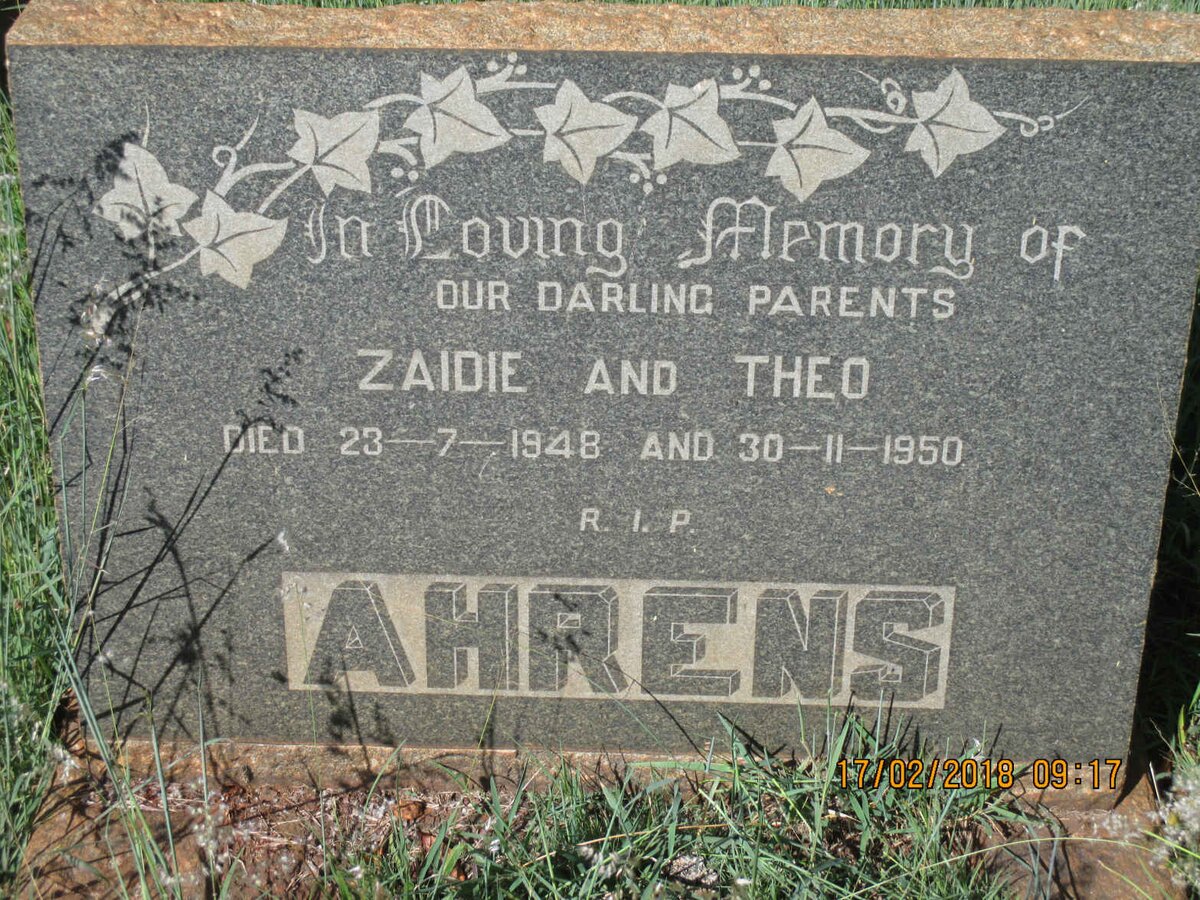 AHRENS Theo -1950 &amp; Zaidie 1948-