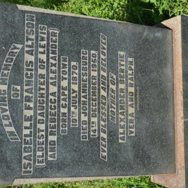 ALTSON Isabelle Francis nee ALEXANDER 1870-1950