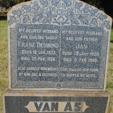 AS Jan, van 1909-1966 :: VAN AS Franz Desmond 1933-1956